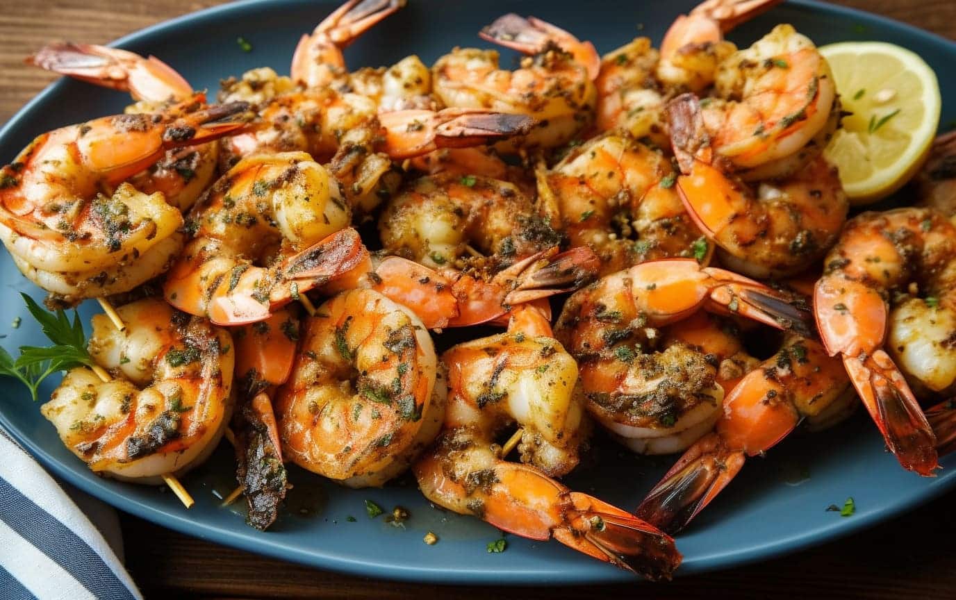 Grilled garlic and herbs shrimp
