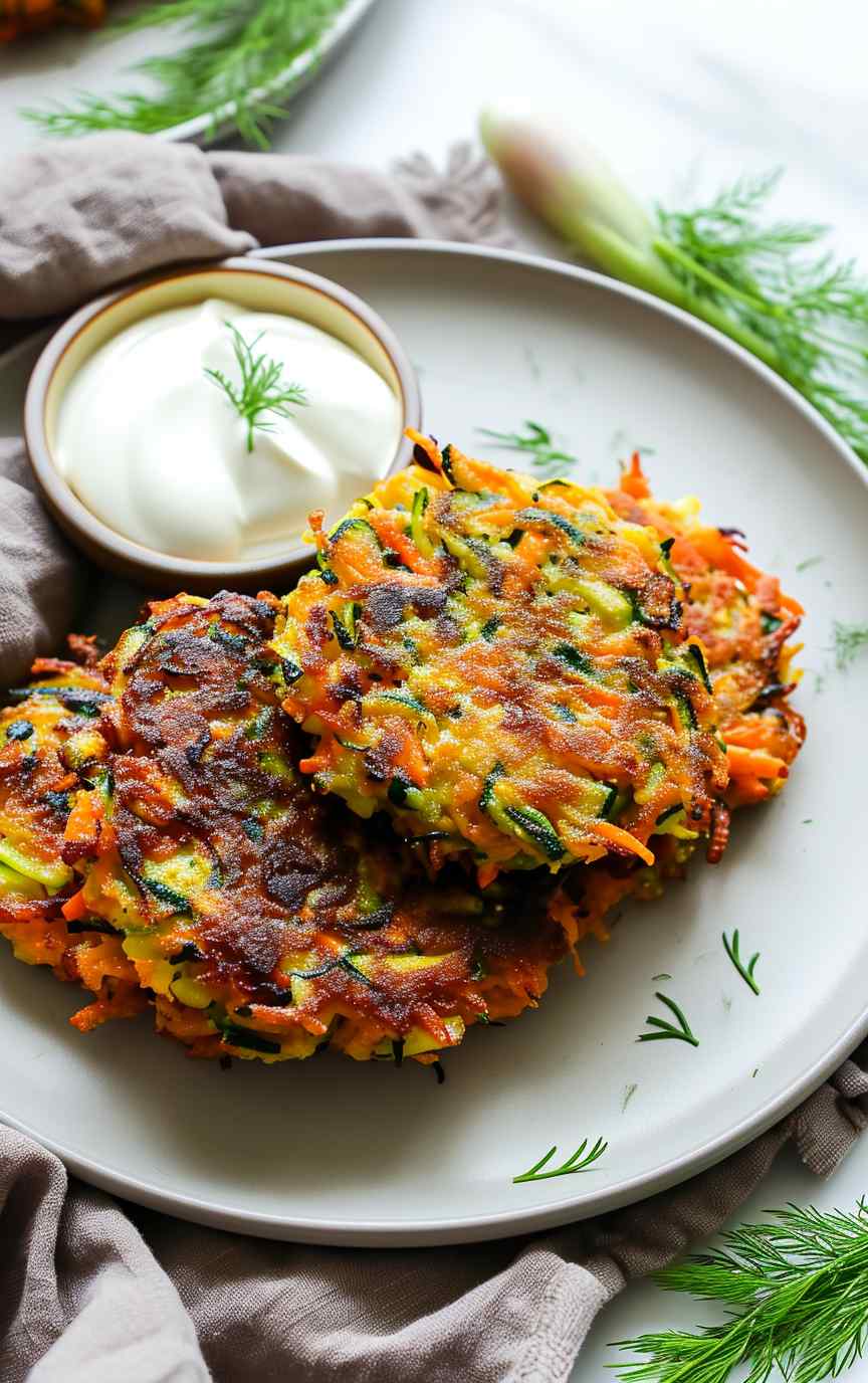 Zucchini and carrots fritters