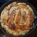 Chicken scampi with garlic parmesan rice