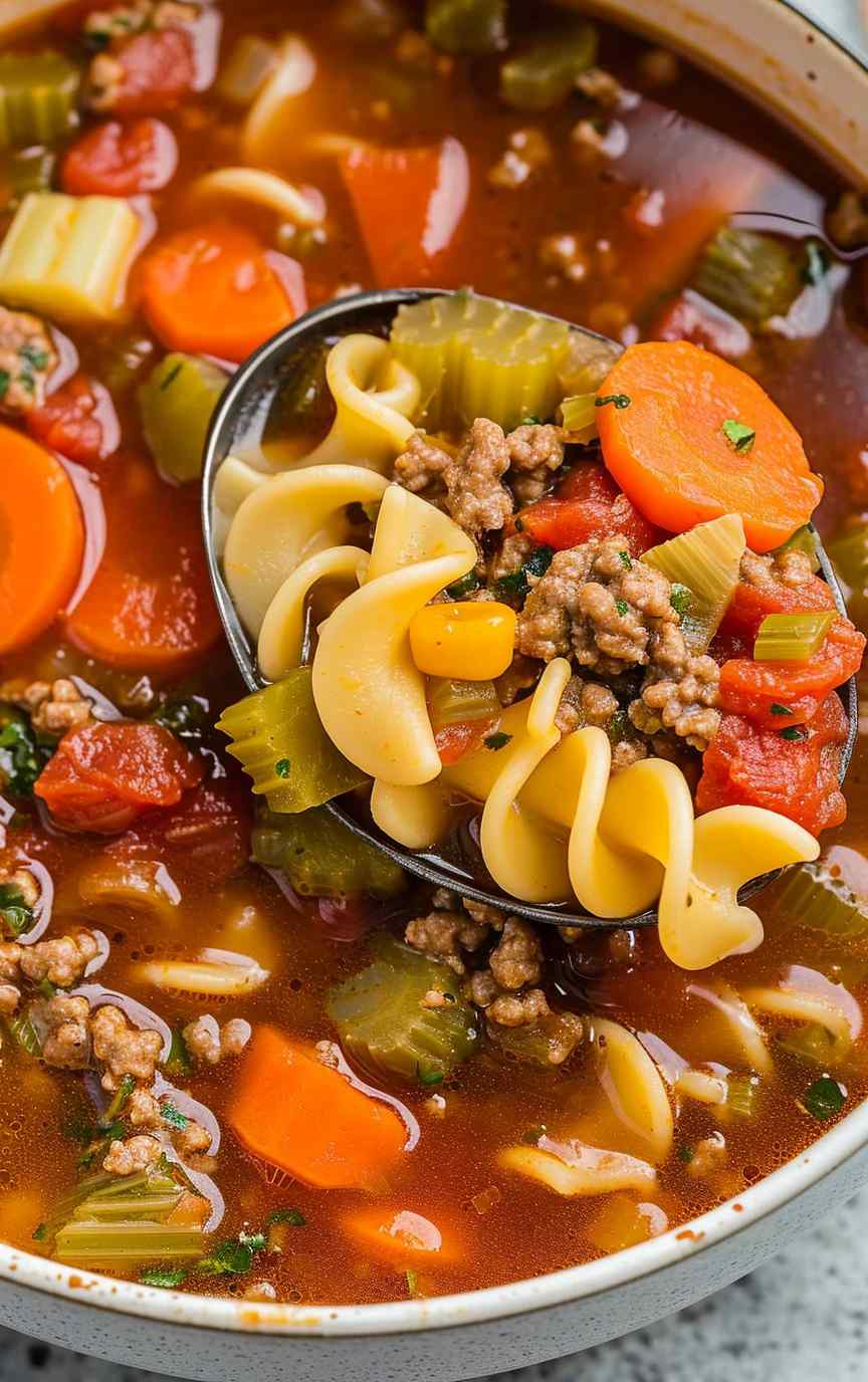 Vegetable beef noodle soup