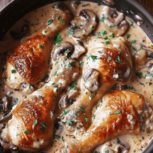 Chicken Legs with Creamy Mushroom Sauce