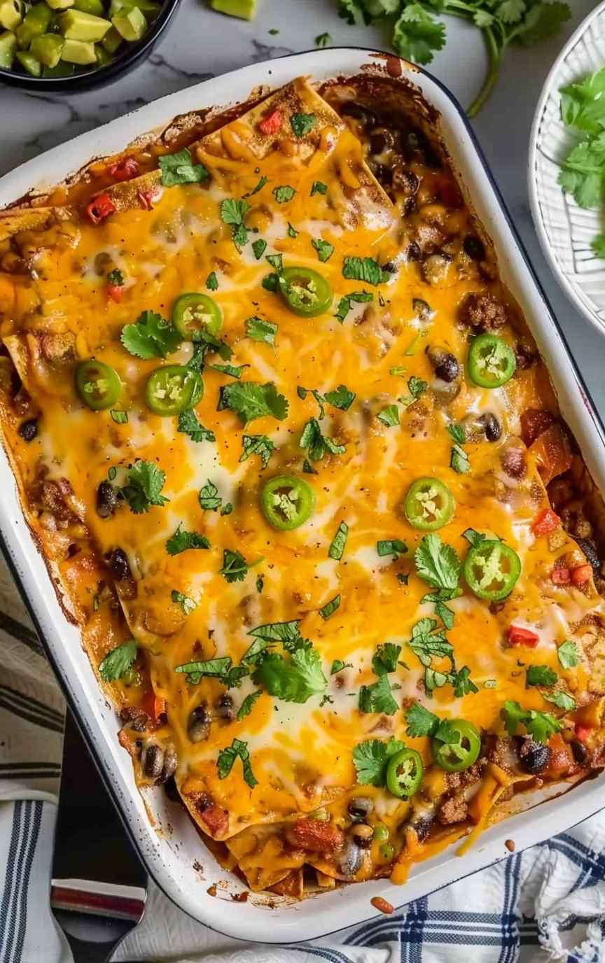 Beef Enchilada Casserole Beef enchilada casserole
