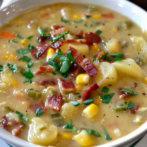 CORN CHOWDER WITH BACON AND POTATOES