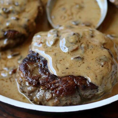 HAMBURGER STEAK WITH COUNTRY GRAVY