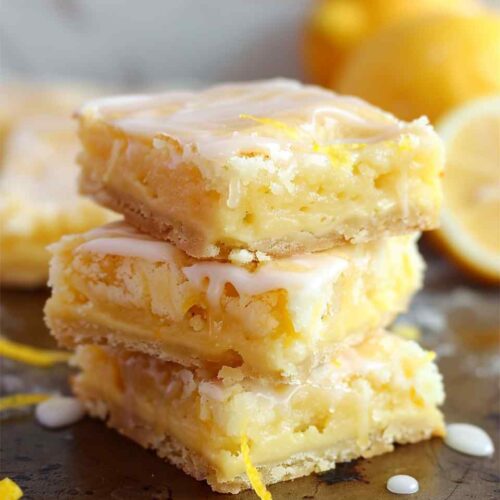 Lemon Brownies with Lemon Glaze