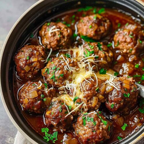 Slow Cooker French Onion Meatballs