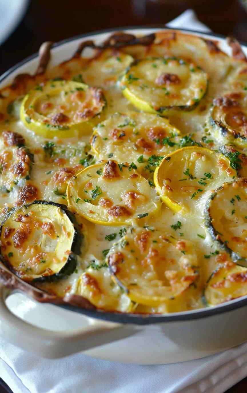 ZUCCHINI GRATIN WITH YELLOW SQUASH ZUCCHINI GRATIN WITH YELLOW SQUASH