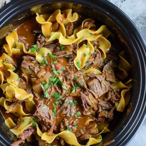 Crockpot Mississippi Beef and Noodles