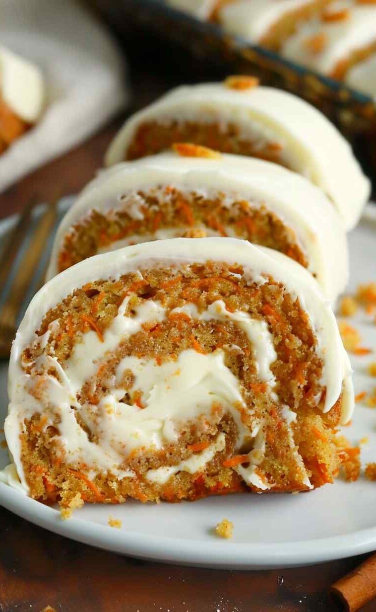 Carrot Cake Roll with Cream Cheese Filling