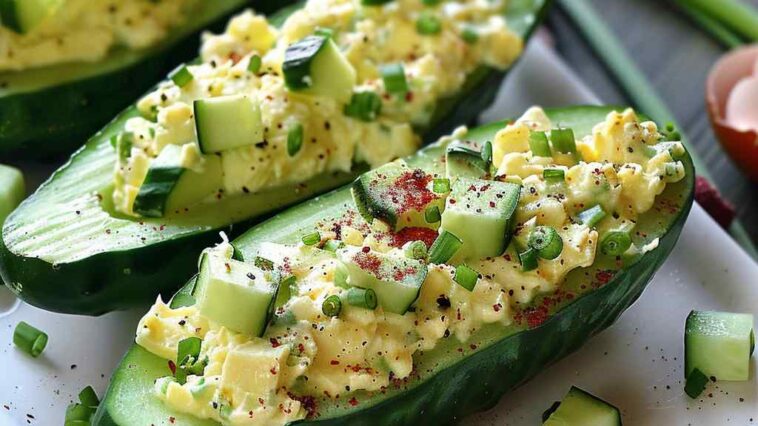 Egg Salad Cucumber Boats