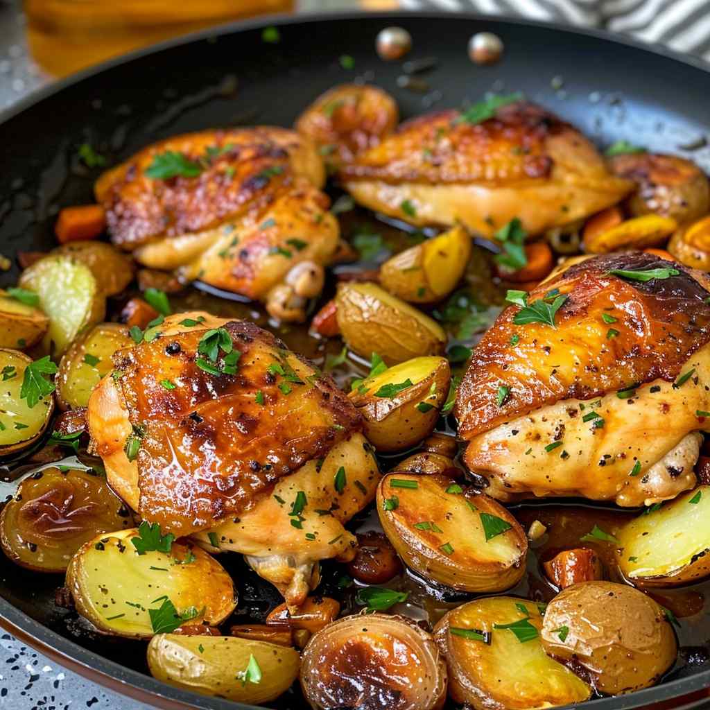Skillet Chicken Dinner With Honey Garlic Sauce Captishop Skillet Chicken Dinner With Honey Garlic Sauce Captishop
