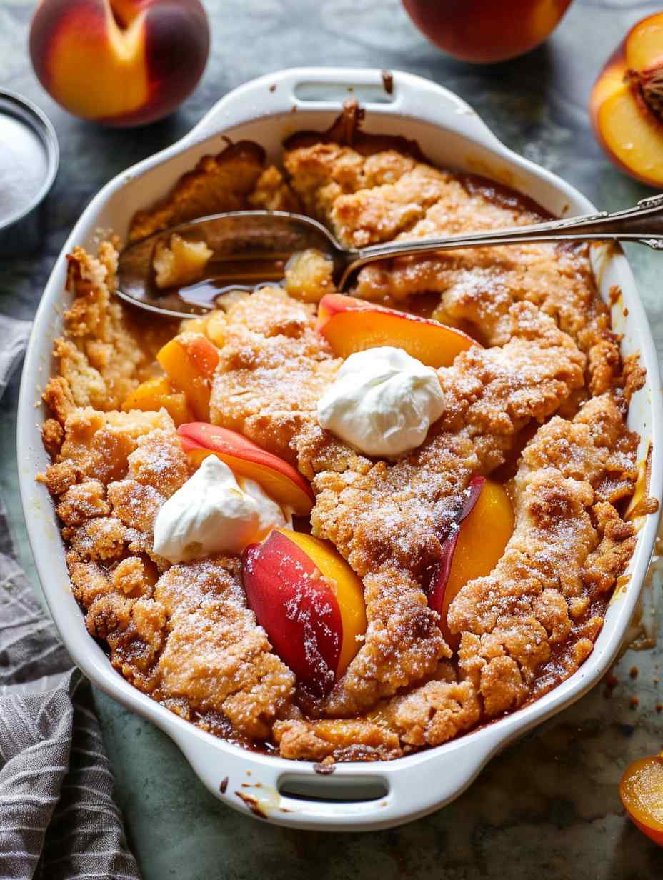 Old School Easy Brown Sugar Peach Cobbler