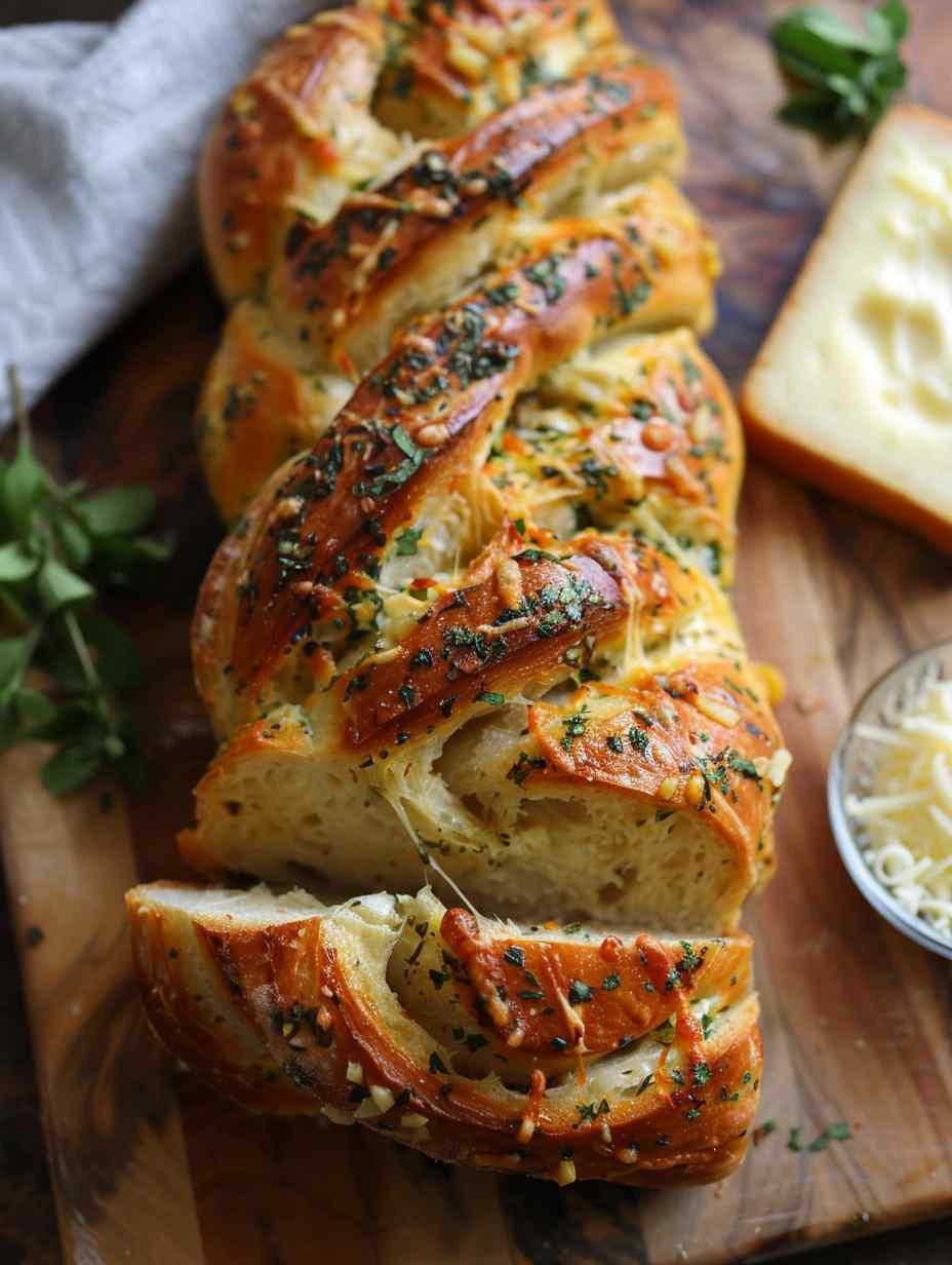 Swirled Garlic Herb and Cheese Bread