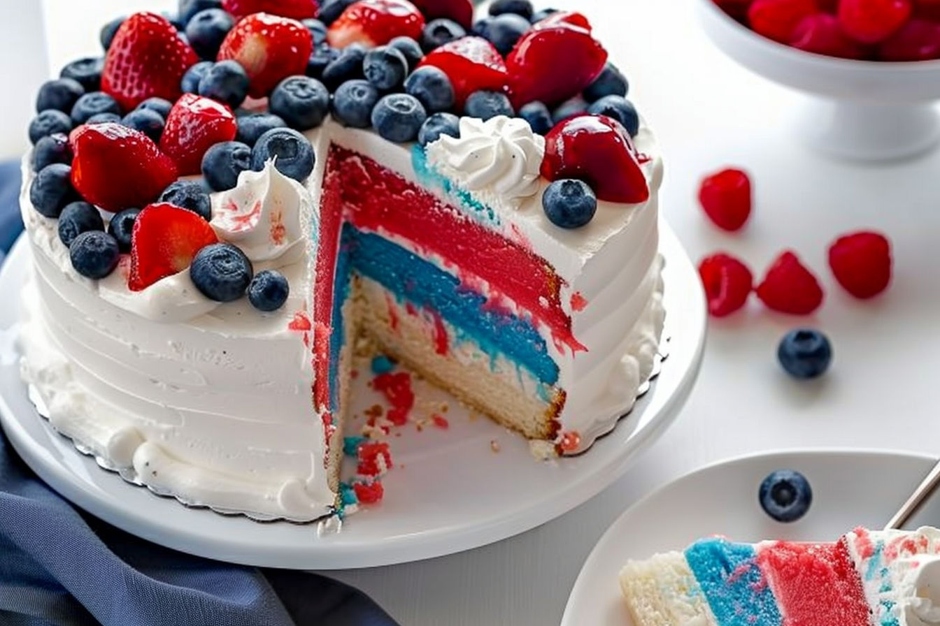 Red White and Blue Ice Cream Cake