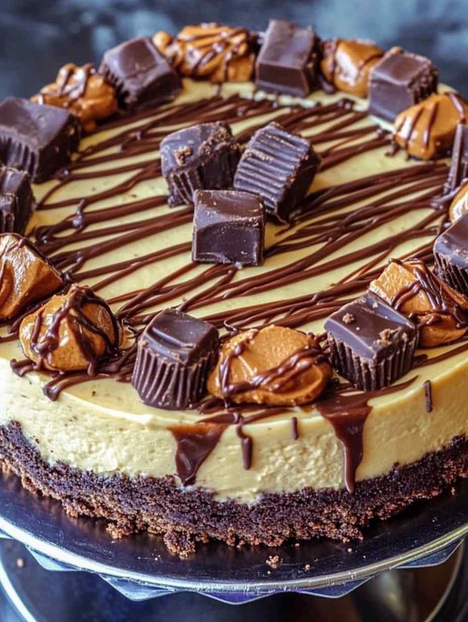 Peanut Butter Cup Brownie Bottom Cheesecake