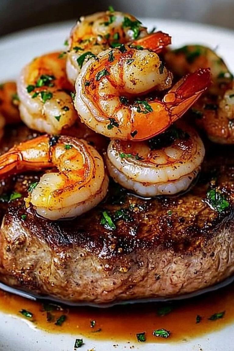 Spicy Shrimp-Topped Prime Ribeye