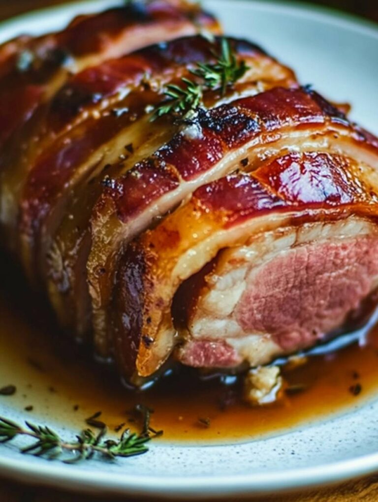 Bacon Wrapped Maple Glazed Pork Loin