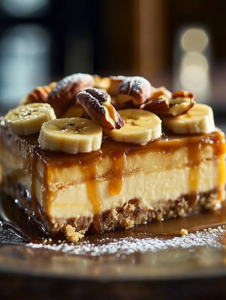 Banana Caramel Peanut Butter Cheesecake