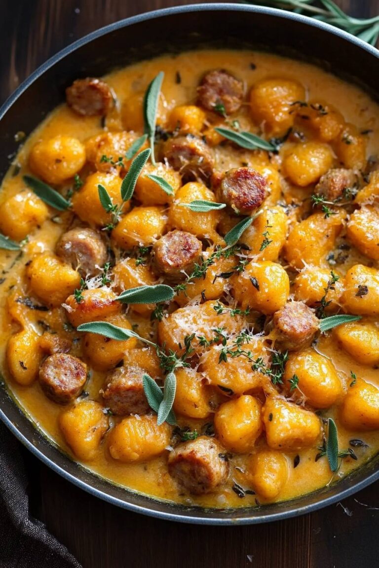 Creamy Butternut Squash Gnocchi with Sausage, Thyme, and Sage
