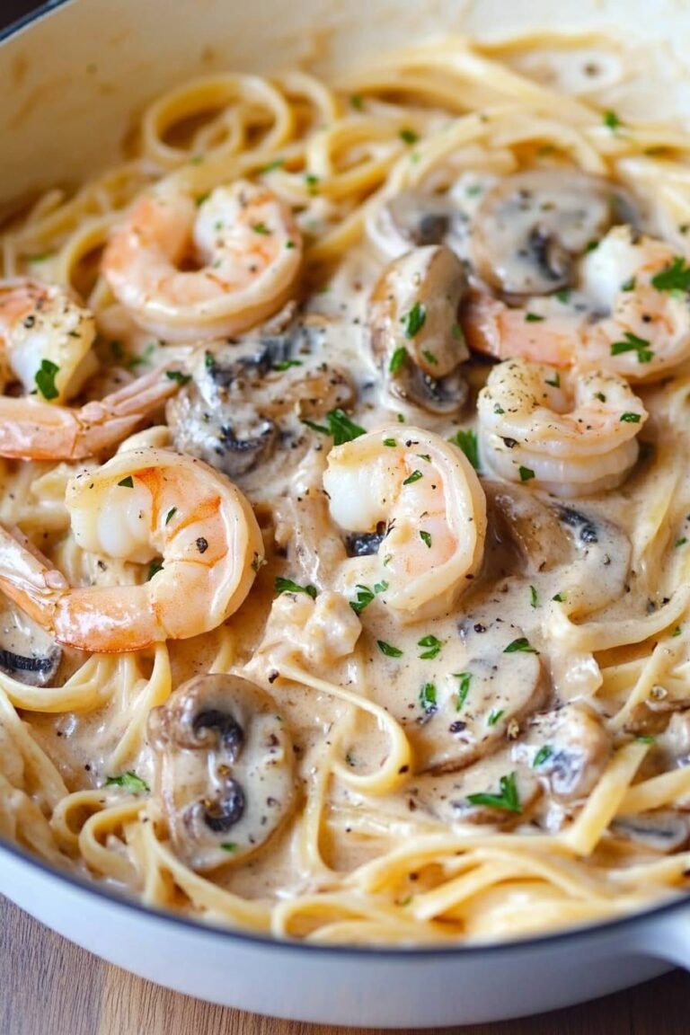 Creamy Shrimp Pasta with Mushrooms