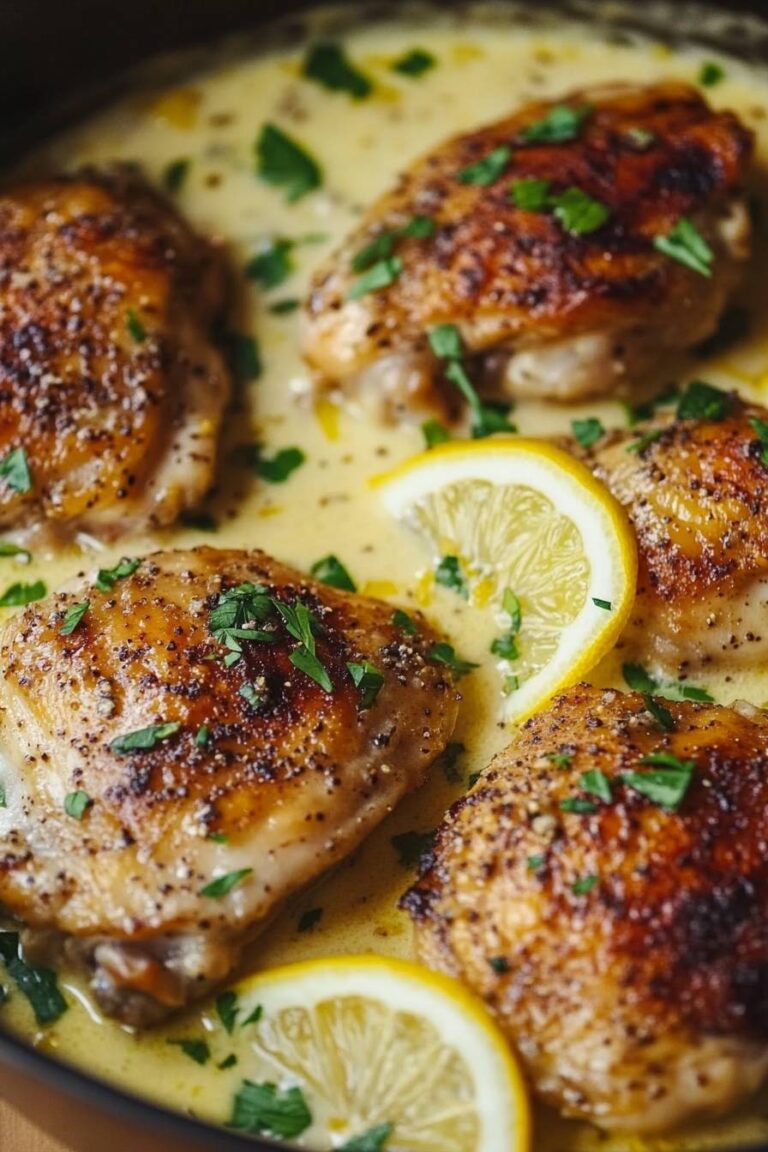 Lemon Pepper Chicken Thighs with Creamy Garlic-Lemon Sauce