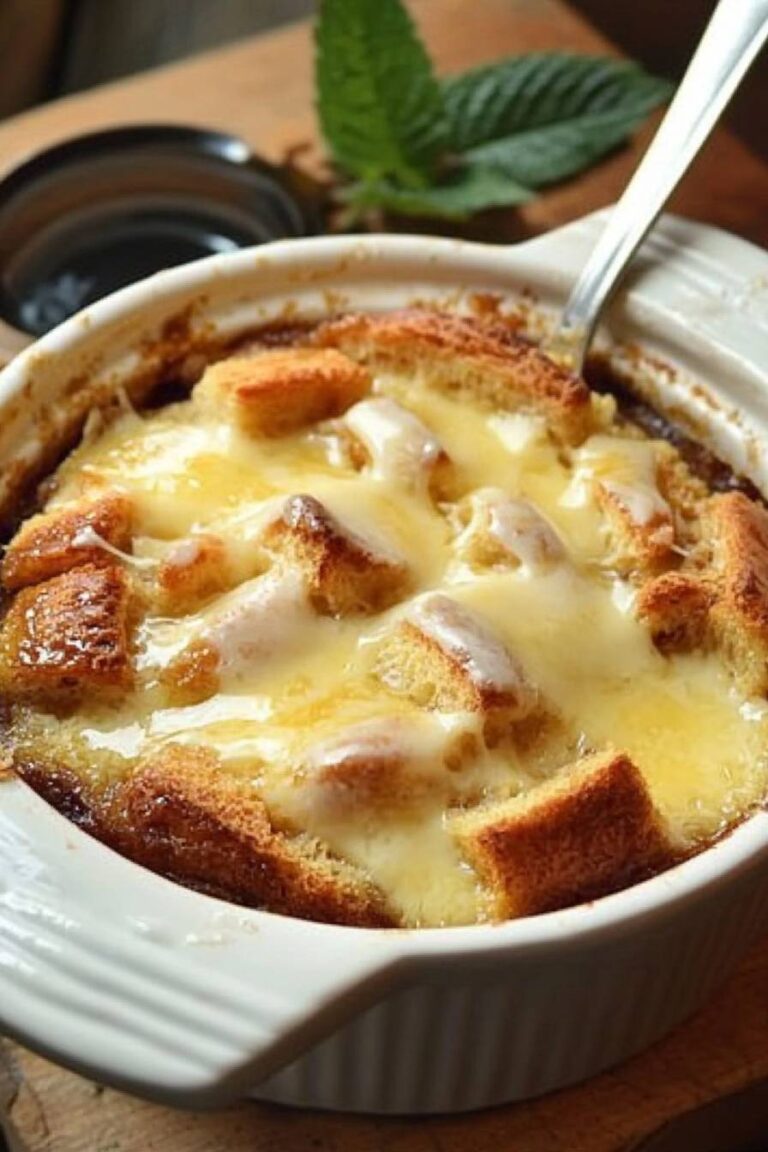 Old Fashioned Bread Pudding with Vanilla Sauce