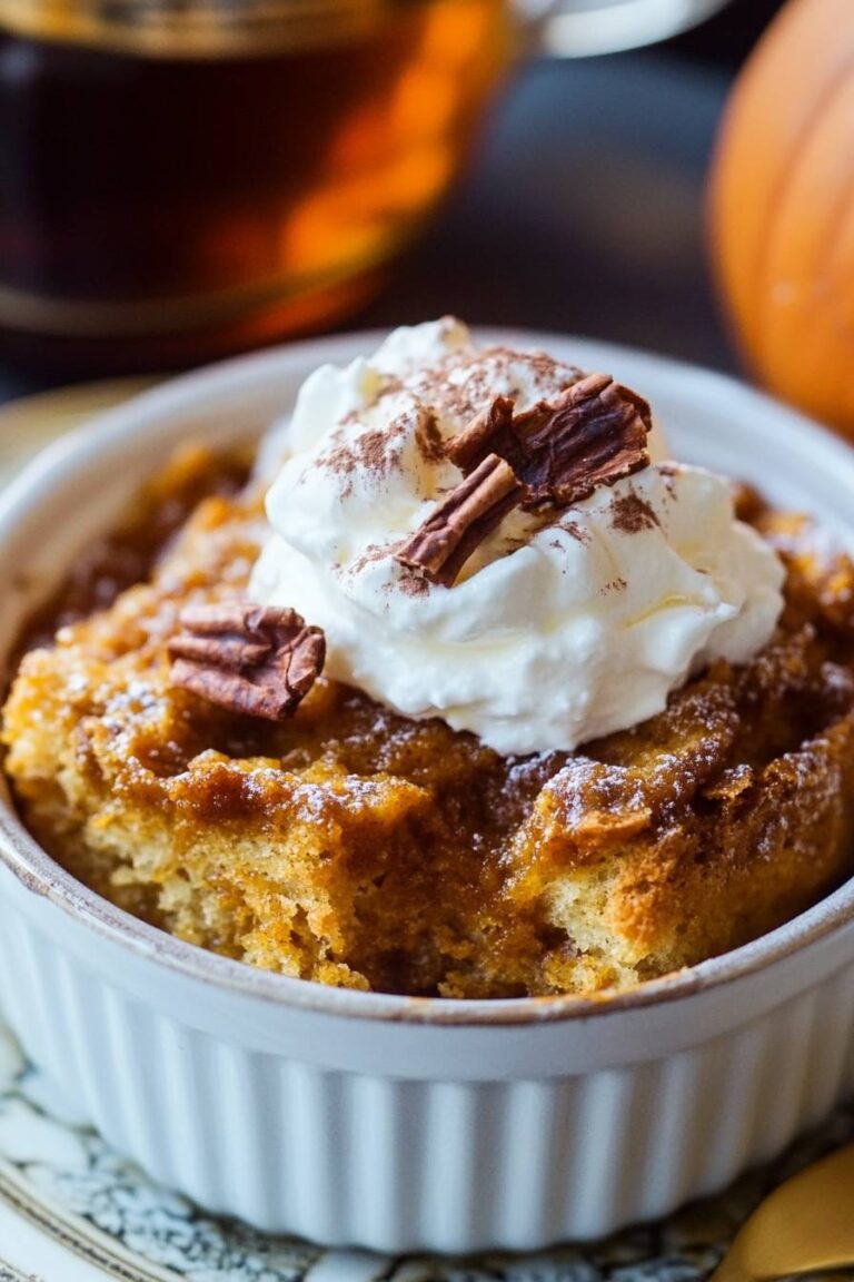 Pumpkin Bread Pudding with Bourbon Whipped Cream
