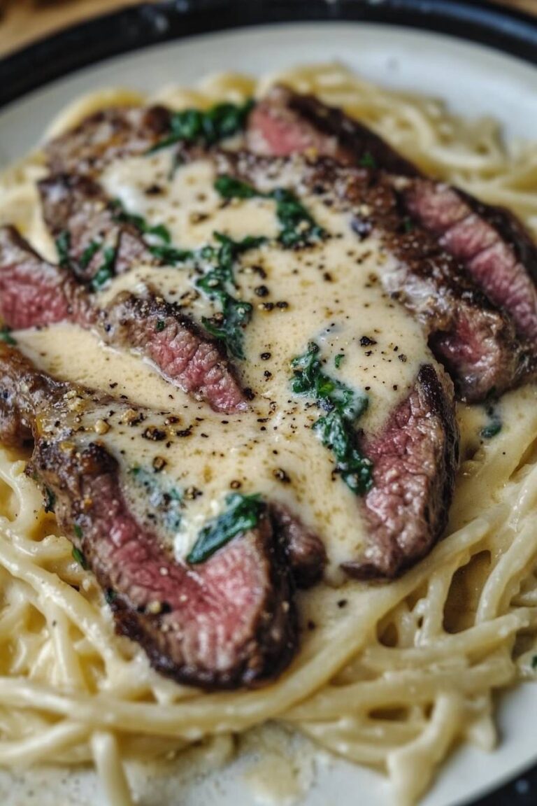 Savory Steak Gorgonzola Alfredo with Creamy Parmesan Sauce😋😋😋
