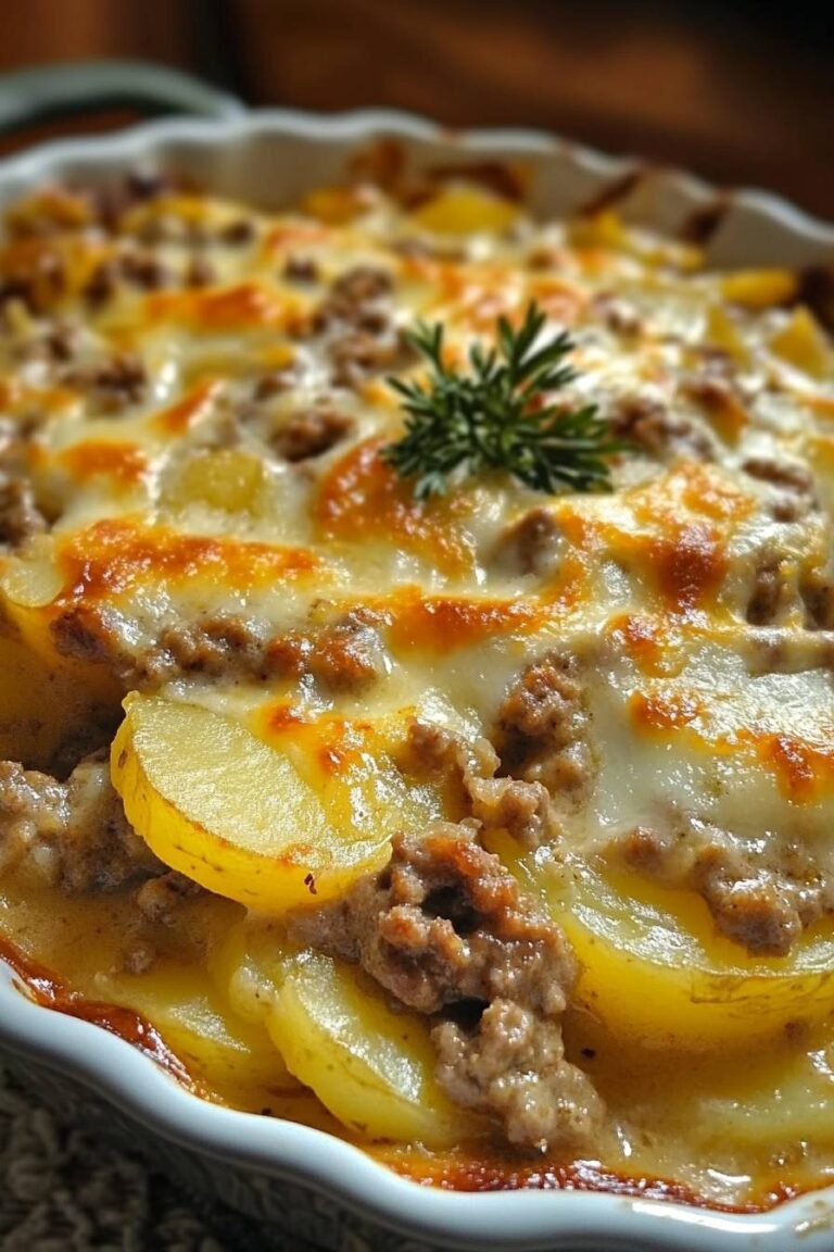 Scalloped Potatoes and Ground Beef Casserole