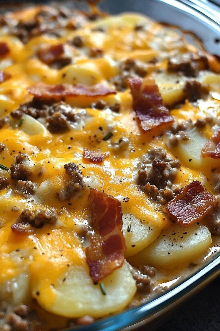 Scalloped Potatoes with Ground Beef and Bacon