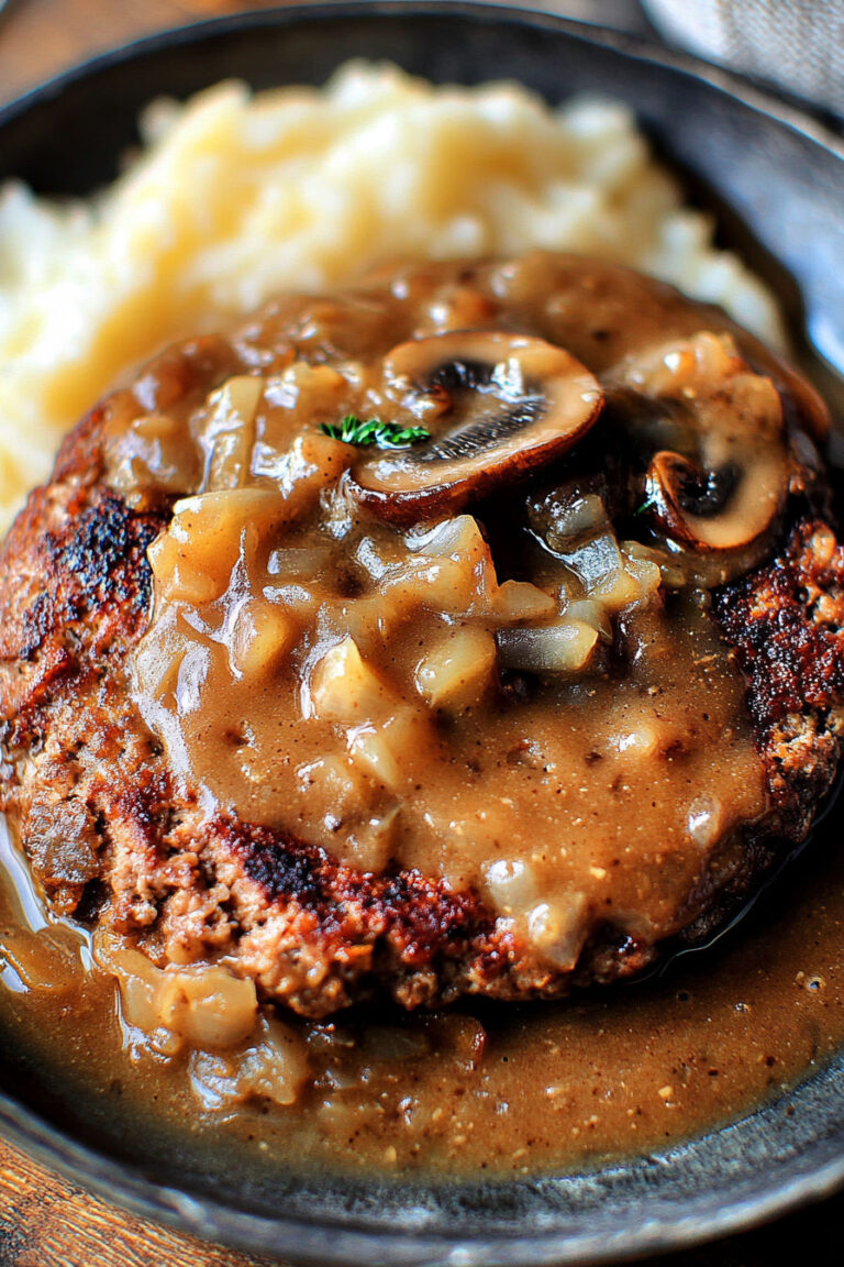 Southern Hamburger Steaks with Onion Mushroom Gravy!