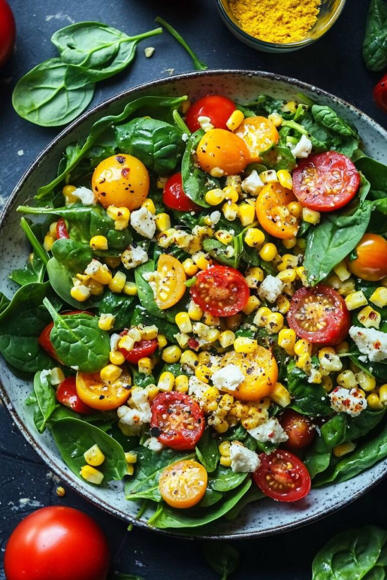 Summer Corn Tomato Spinach Salad