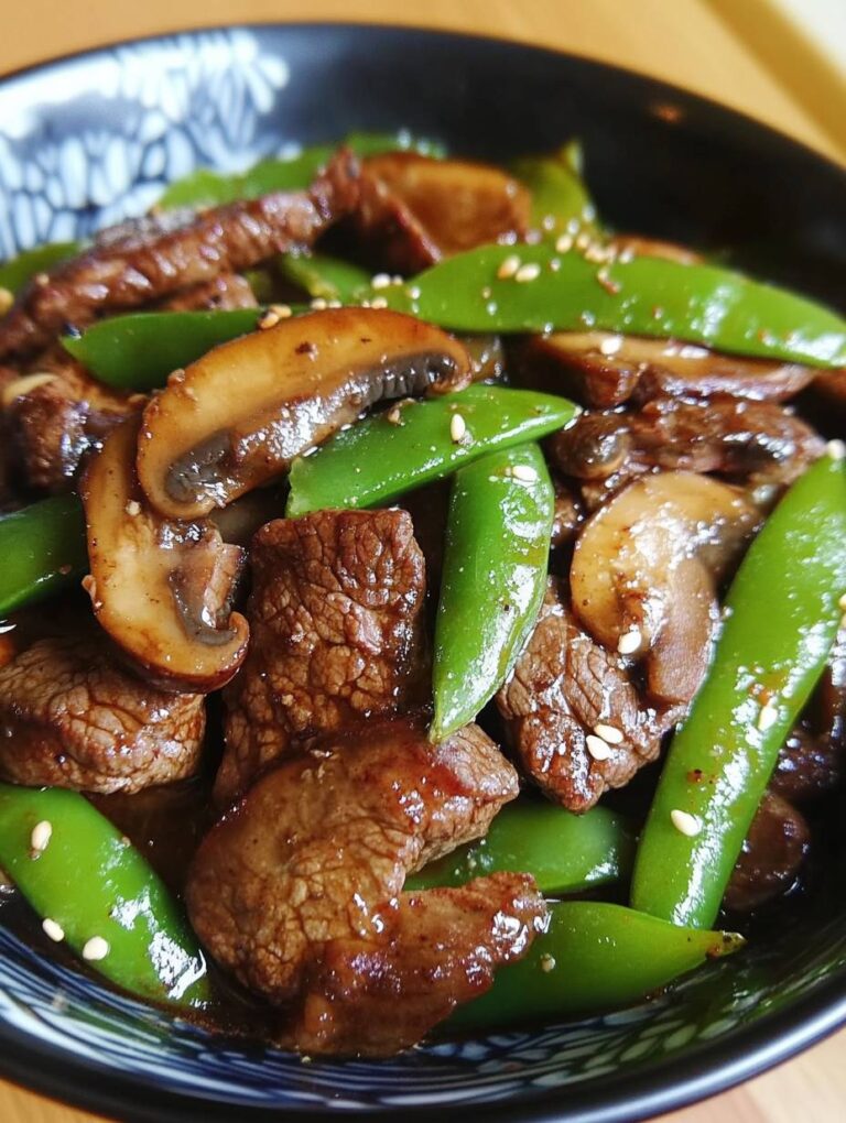Asian-Style Beef with Mushrooms and Sugar Snap Peas