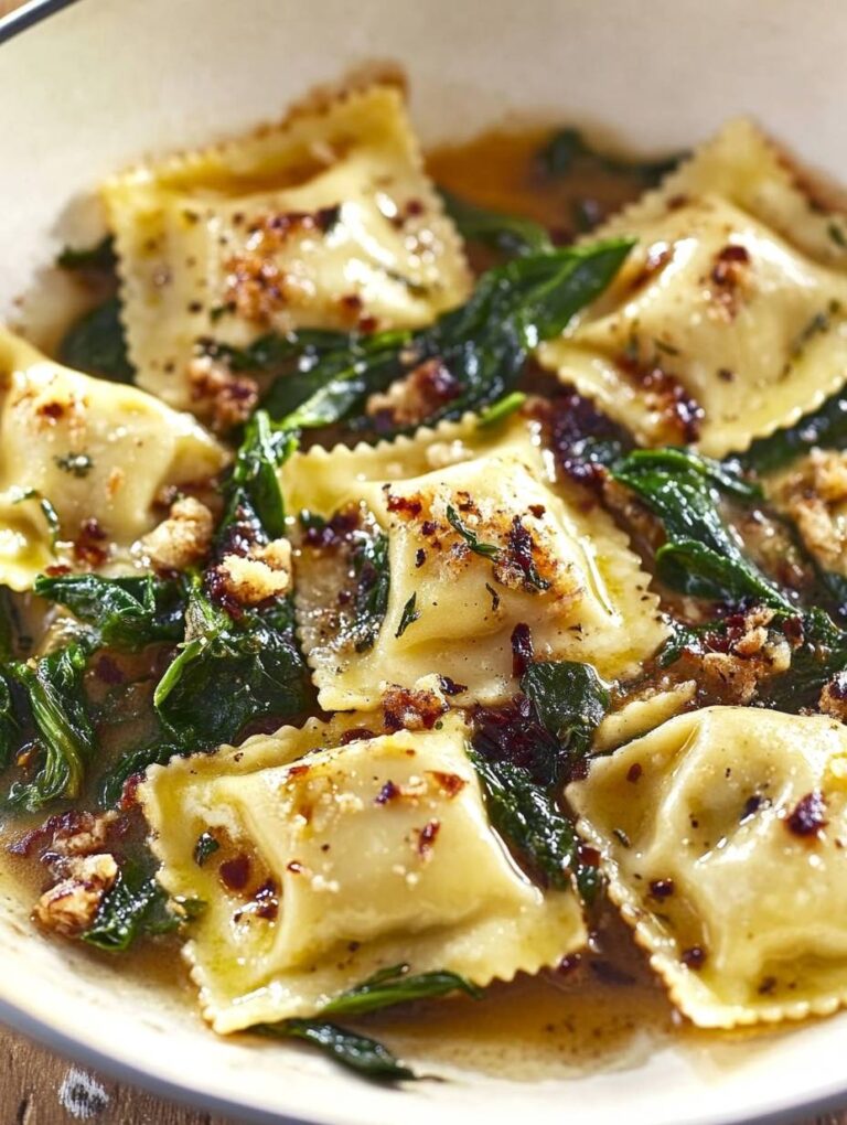 Italian Ravioli with Spinach and Artichokes