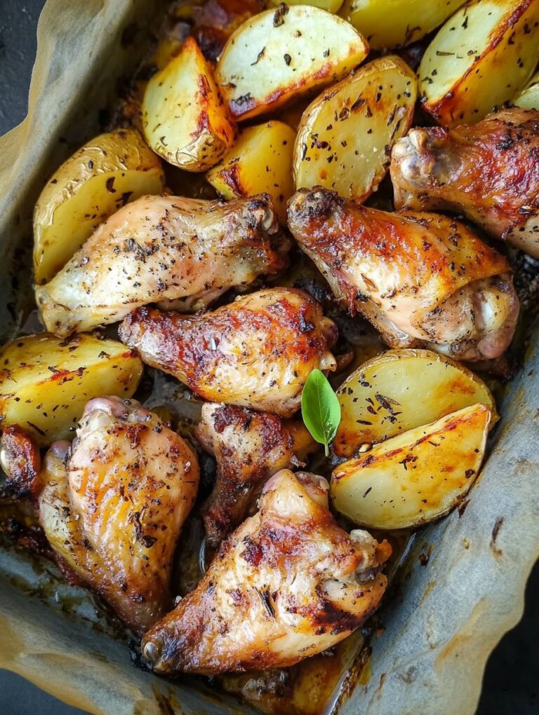 Roasted Chicken Wings and Potatoes