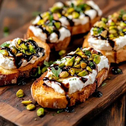 goat cheese and pistachio bruschetta