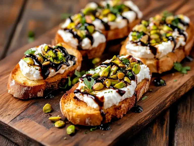 goat cheese and pistachio bruschetta