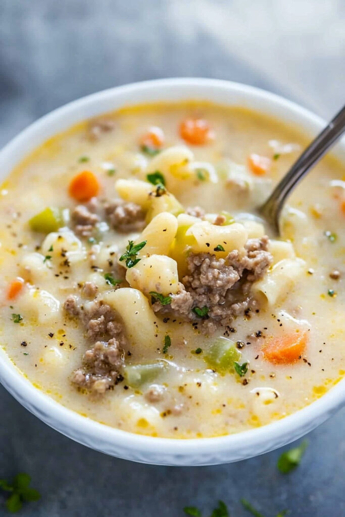 Crockpot Creamy Potato and Hamburger Soup