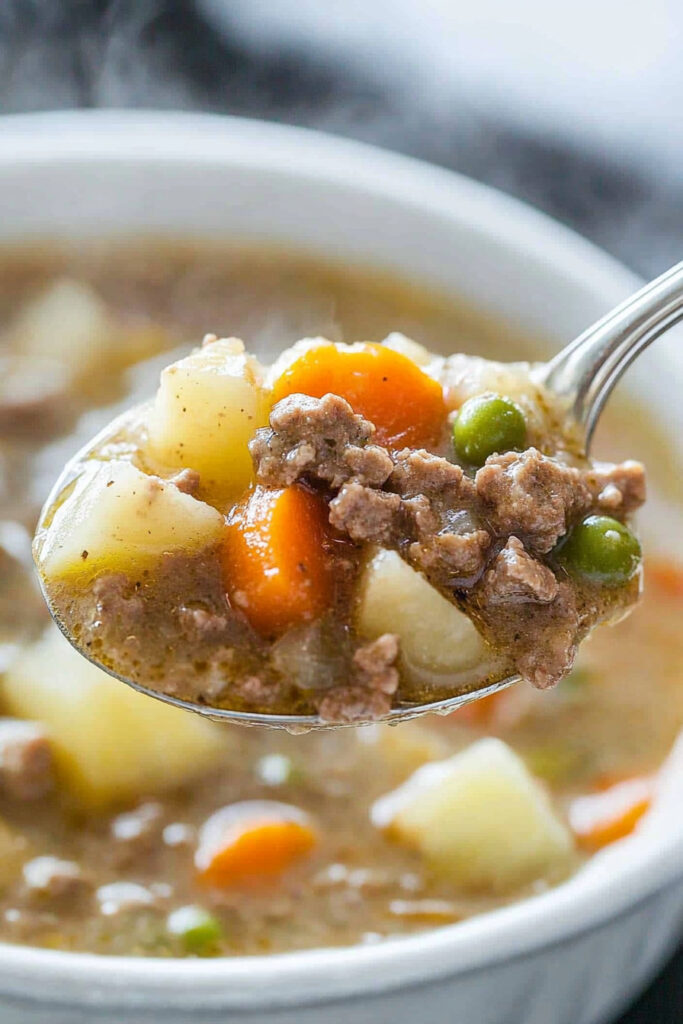 Crockpot Creamy Potato and Hamburger Soup