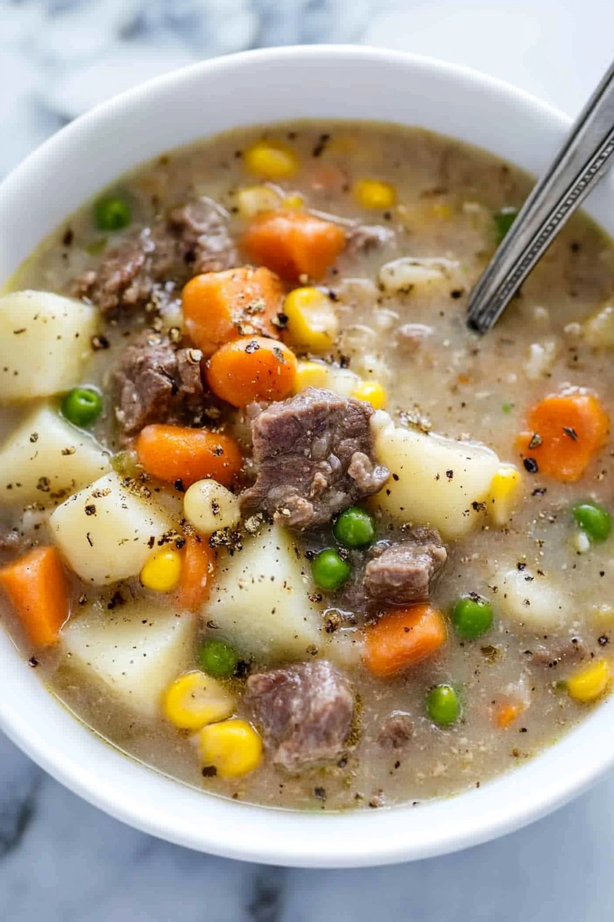 Crockpot Creamy Potato and Hamburger Soup