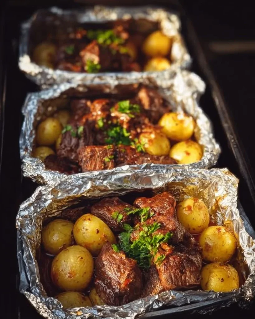 Air Fryer Garlic Butter Steak with potatoes cooked in flavorful butter sauce