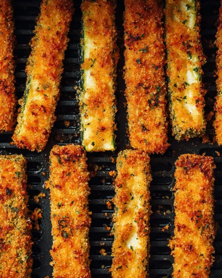 Crispy air fryer zucchini fries served with dipping sauce