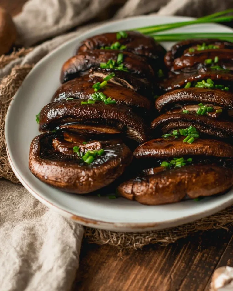 Delicious baked Portobello mushrooms topped with herbs and spices