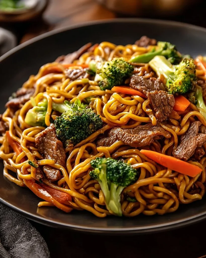 Delicious Beef Lo Mein with tender beef, vegetables, and savory noodles
