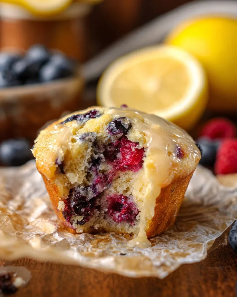 Blueberry lemon cream cheese muffins fresh out of the oven