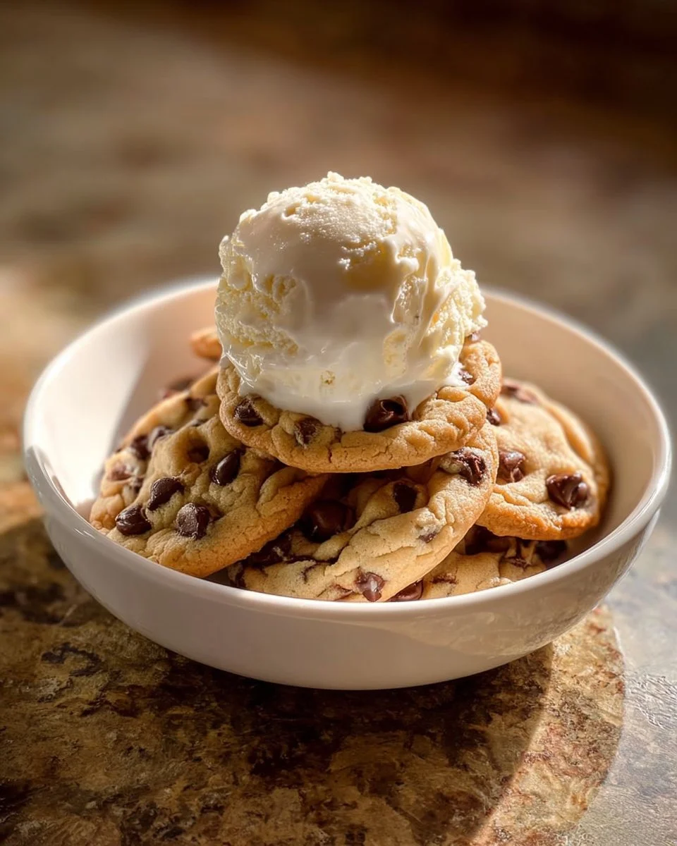 Boneless medium well cookies served with ice cream for a delicious dessert