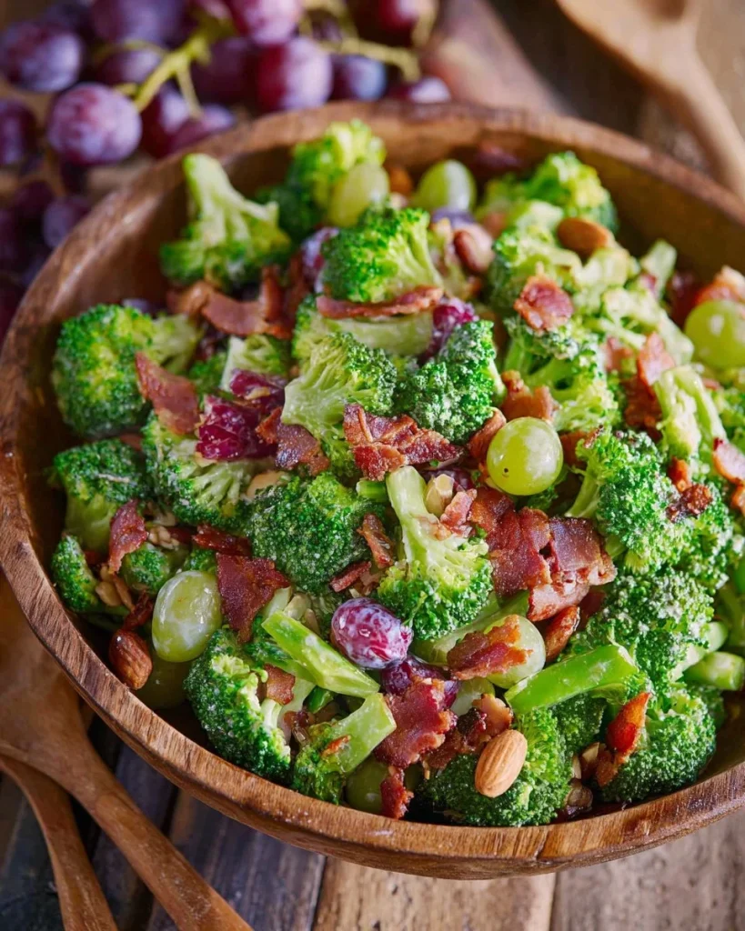 Fresh broccoli salad with colorful vegetables and a tasty dressing