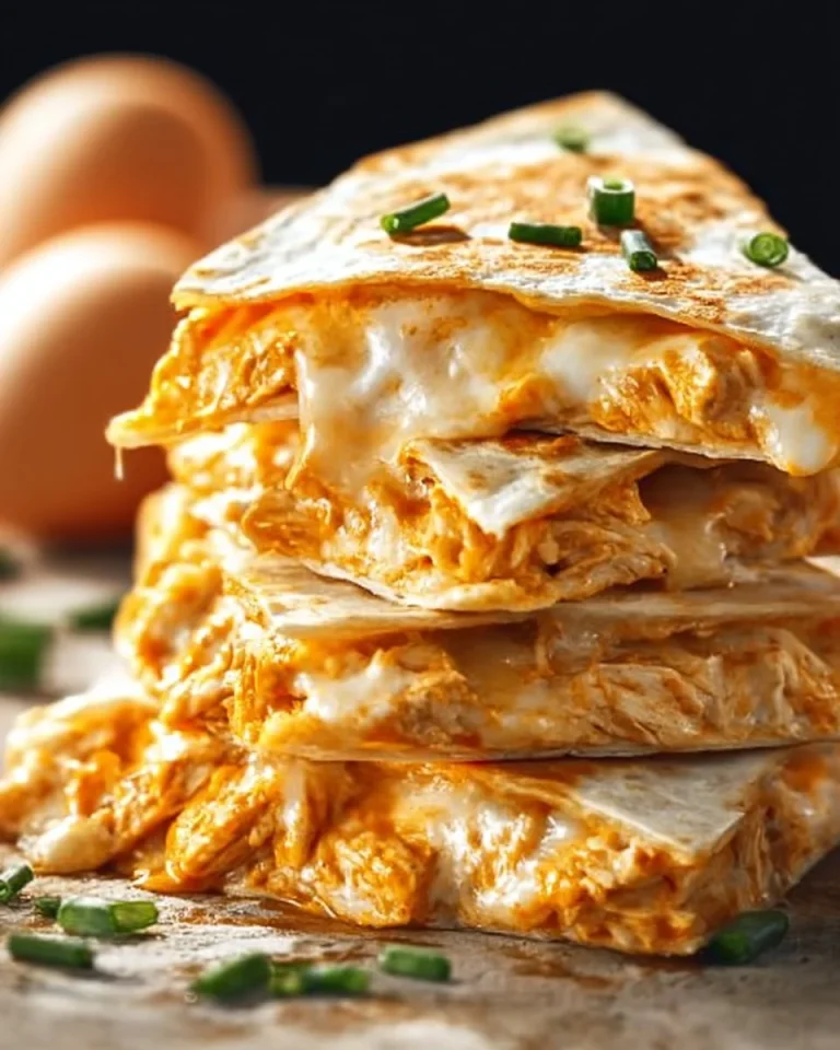Delicious buffalo chicken quesadilla melting with cheddar cheese