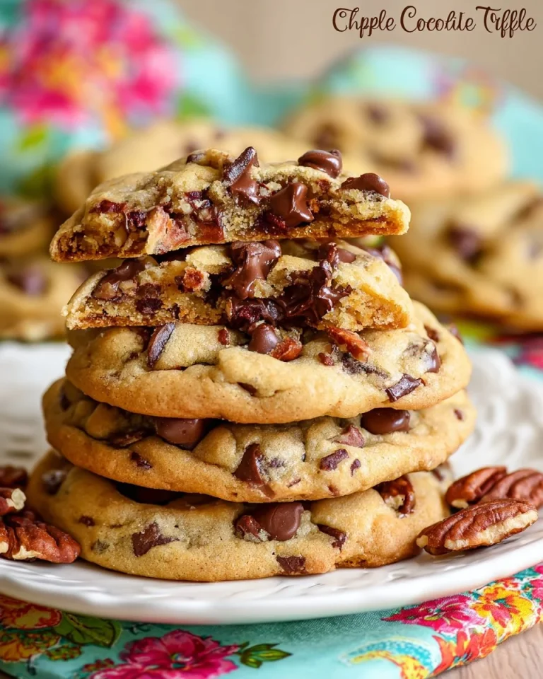 Chocolate Chip Turtle Pudding Cookies with chocolate, caramel, and pecans