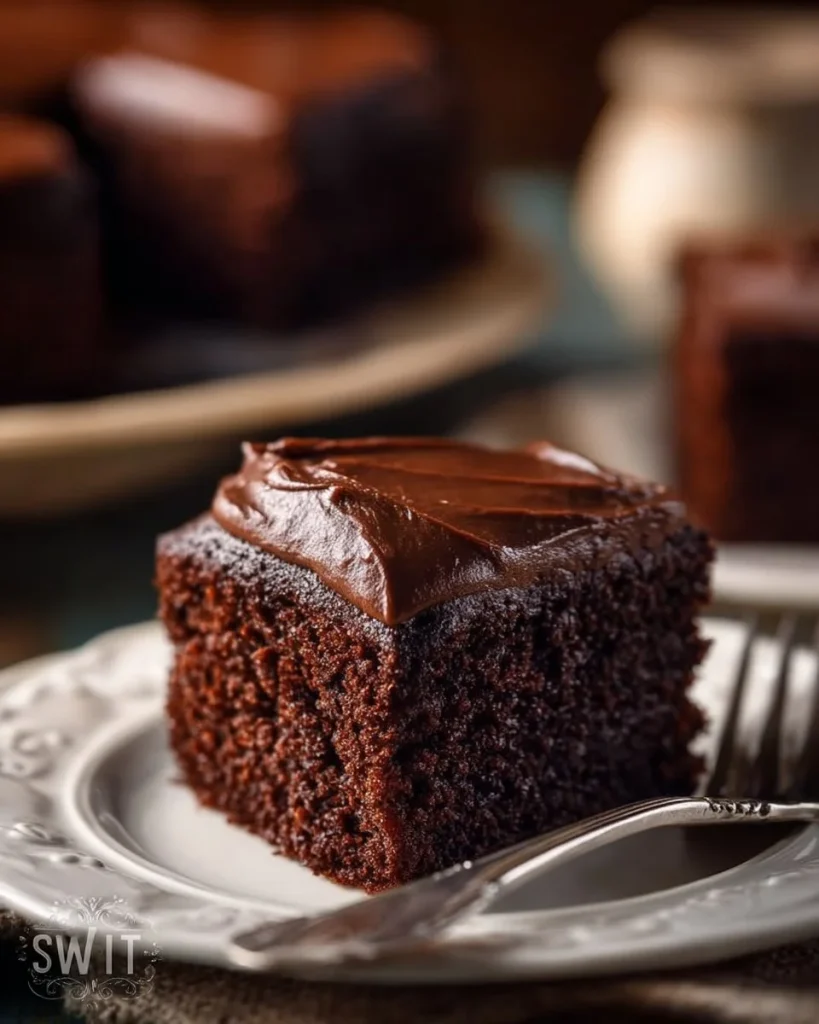 Delicious slice of Chocolate Mayonnaise Cake on a plate